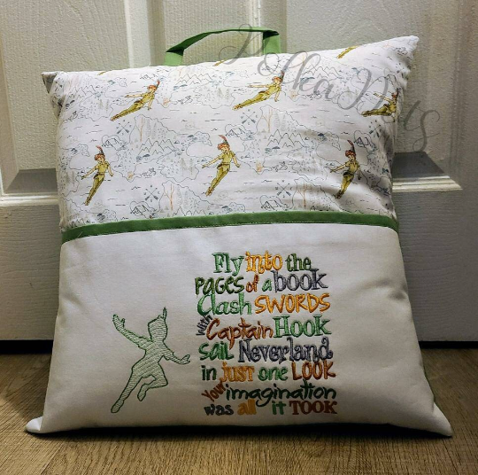 Peter Pan Pocket Pillow, Book Pillow, Reading Pillow, Peter Pan Book P –  PolkaDotsEmbroidery