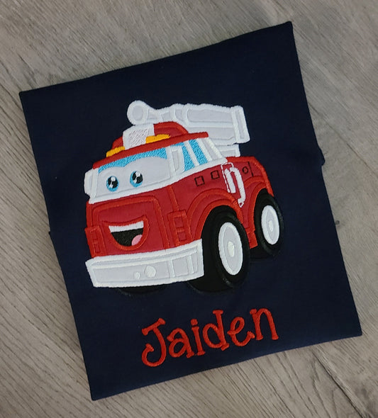 Boomer Applique Shirt, Boomer Embroidered Custom Kids Shirt, Chuck the Truck Applique Embroidered T-Shirt, Personalized T-Shirt