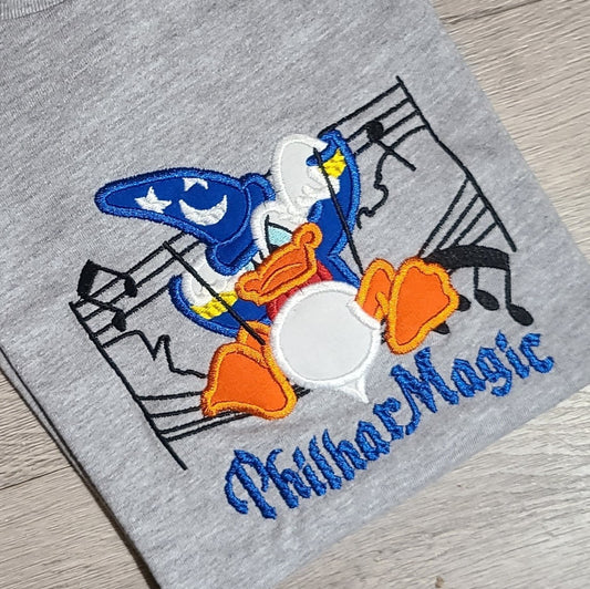 Donald PhilharMagic Vacation Applique Shirt, Donald Embroidered Custom Kids Shirt, Donald Disney Applique Embroidered T-Shirt, Personalized T-Shirt