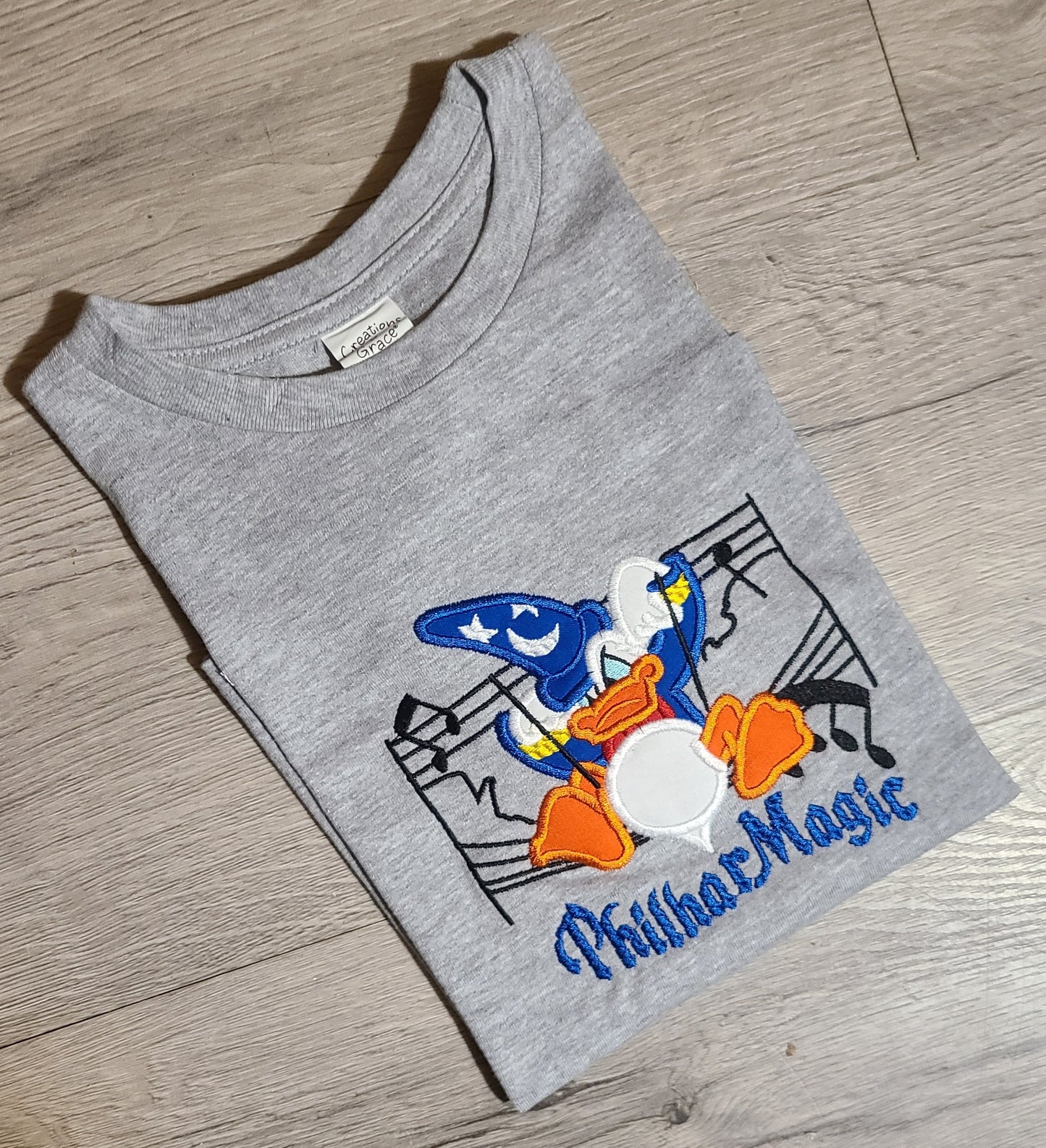 Donald PhilharMagic Vacation Applique Shirt, Donald Embroidered Custom Kids Shirt, Donald Disney Applique Embroidered T-Shirt, Personalized T-Shirt