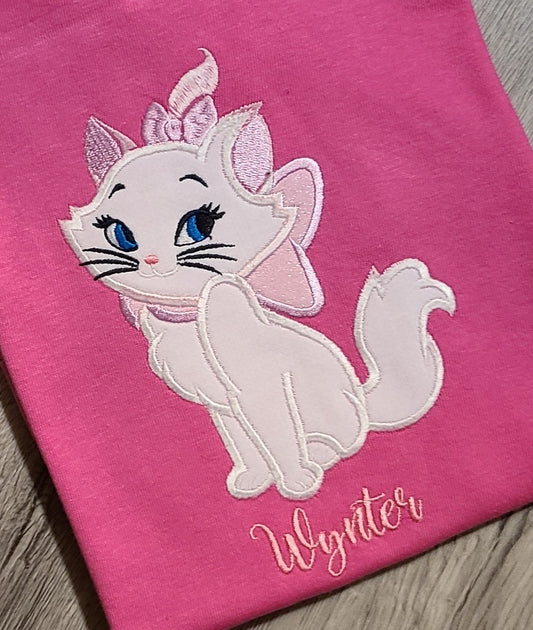 Marie Vacation Applique Shirt, Marie Embroidered Custom Kids Shirt, Marie Disney Applique Embroidered T-Shirt, Personalized T-Shirt