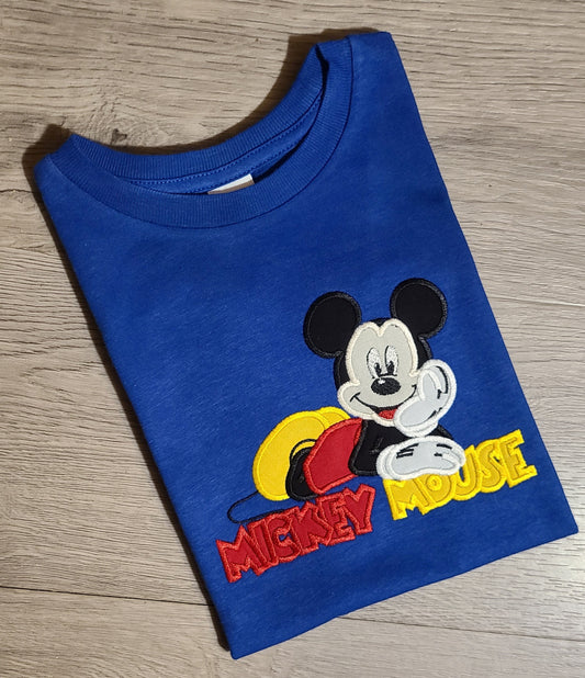 Mickey Mouse Vacation Applique Shirt, Mickey Mouse Embroidered Custom Kids Shirt, Mickey Disney Applique Embroidered T-Shirt, Personalized T-Shirt