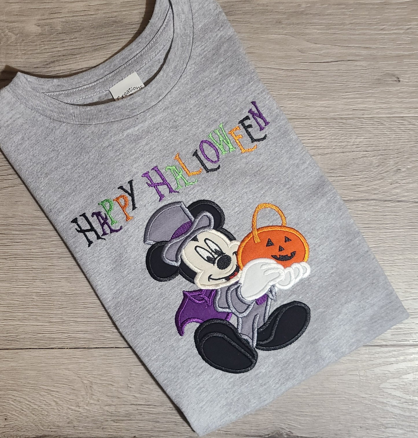 Mickey Halloween Vacation Applique T-shirt, Mickey Vampire Halloween Embroidered Custom Kids Shirt, Disney Applique Embroidered T-Shirt, Personalized T-Shirt