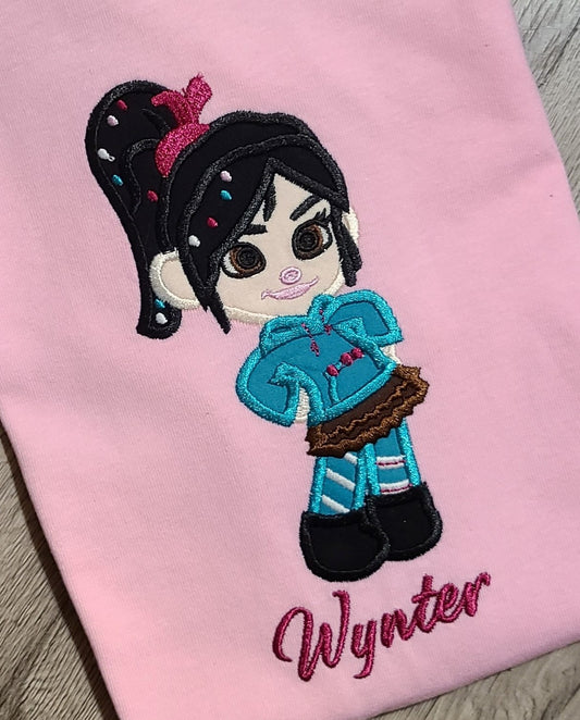 Vanellope Wreck it Ralph Vacation Applique Shirt, Vanellope Embroidered Custom Kids Shirt, Vanellope Disney Applique Embroidered T-Shirt, Personalized T-Shirt