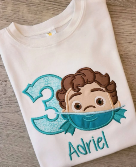 Luca Birthday Shirt, Luca Custom kids Shirt, Luca Applique Embroidered T-Shirt, Personalized T-Shirt