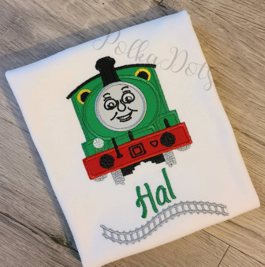 Day out with Thomas Applique Shirt, Thomas Embroidered Custom Kids Shirt, Percy Applique Embroidered T-Shirt, Personalized T-Shirt