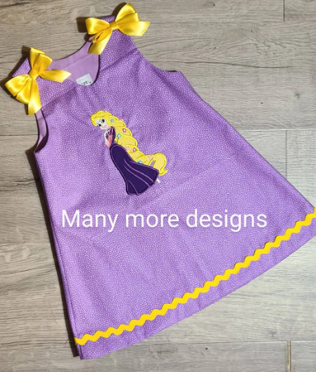 Applique A-line Dress with Rapunzel and free personalization