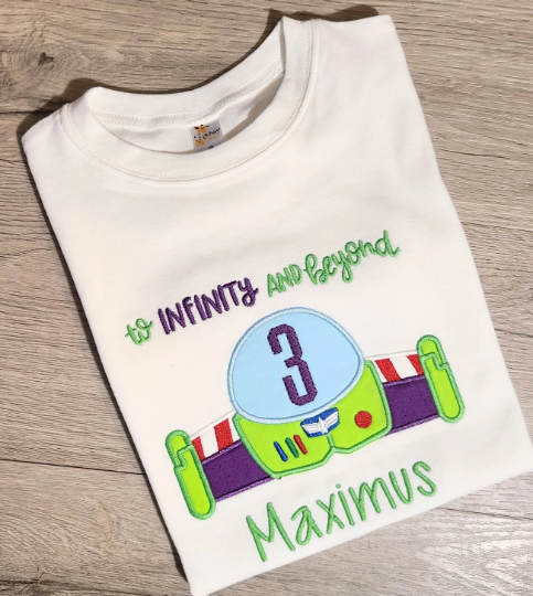 Buzz Wings Birthday Shirt, Buzz Custom kids Shirt, Buzz Applique Embroidered T-Shirt, Personalized T-Shirt