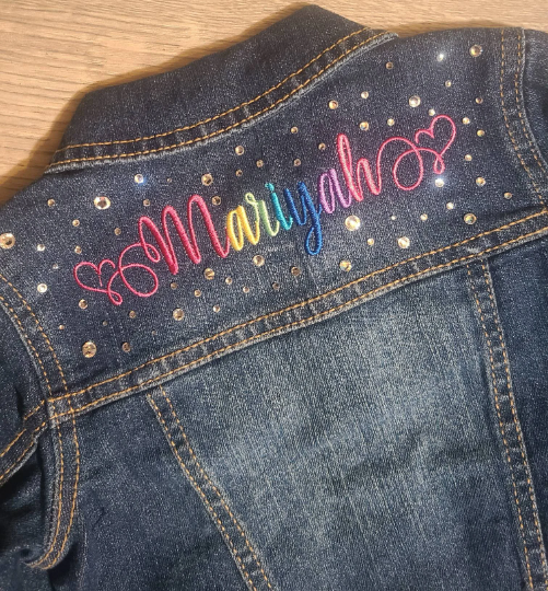 Personalized Denim Jacket with Rhinestones