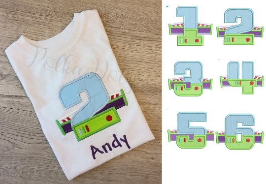 Buzz Number Birthday Shirt, Buzz Number Custom kids Shirt, Buzz Number Applique Embroidered T-Shirt, Personalized T-Shirt